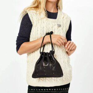 Clare V Petit Henri in Black Italian Nappa w/ Petit Studs